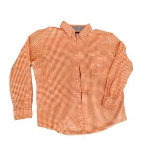 Chaps Button Down Longsleeve Shirt Orange & White Check Size 2X  Big & Tall EUC